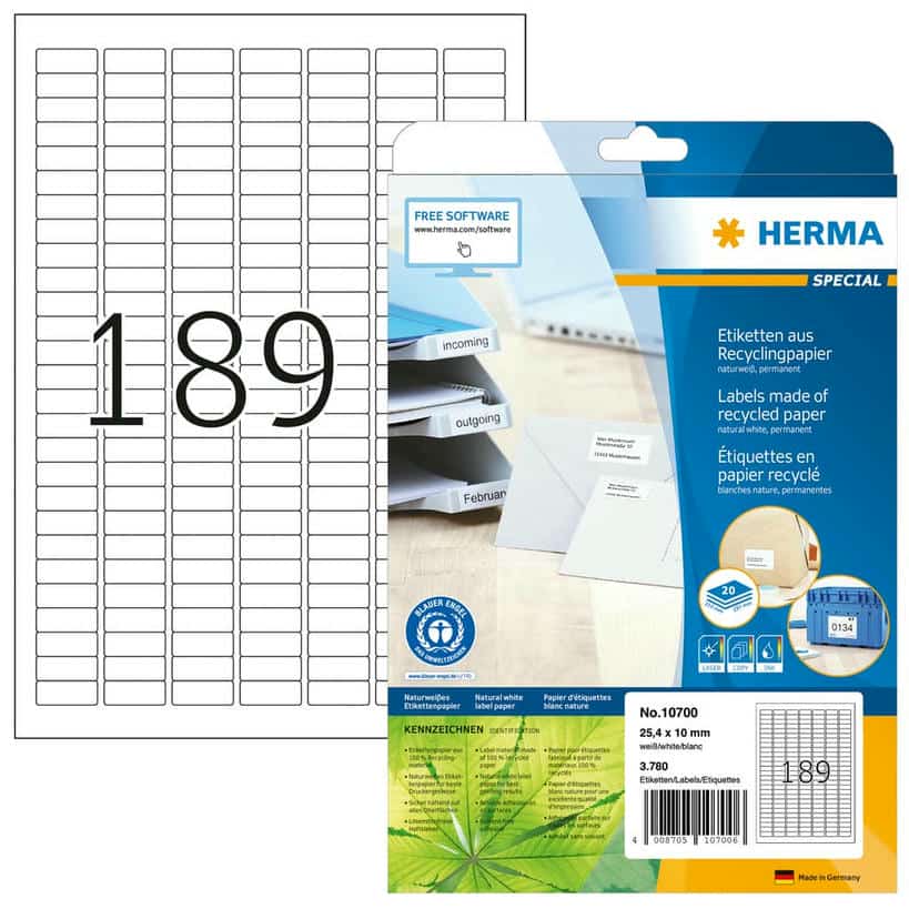 Etiketten aus Recyclingpapier – 25,4 x 10 mm