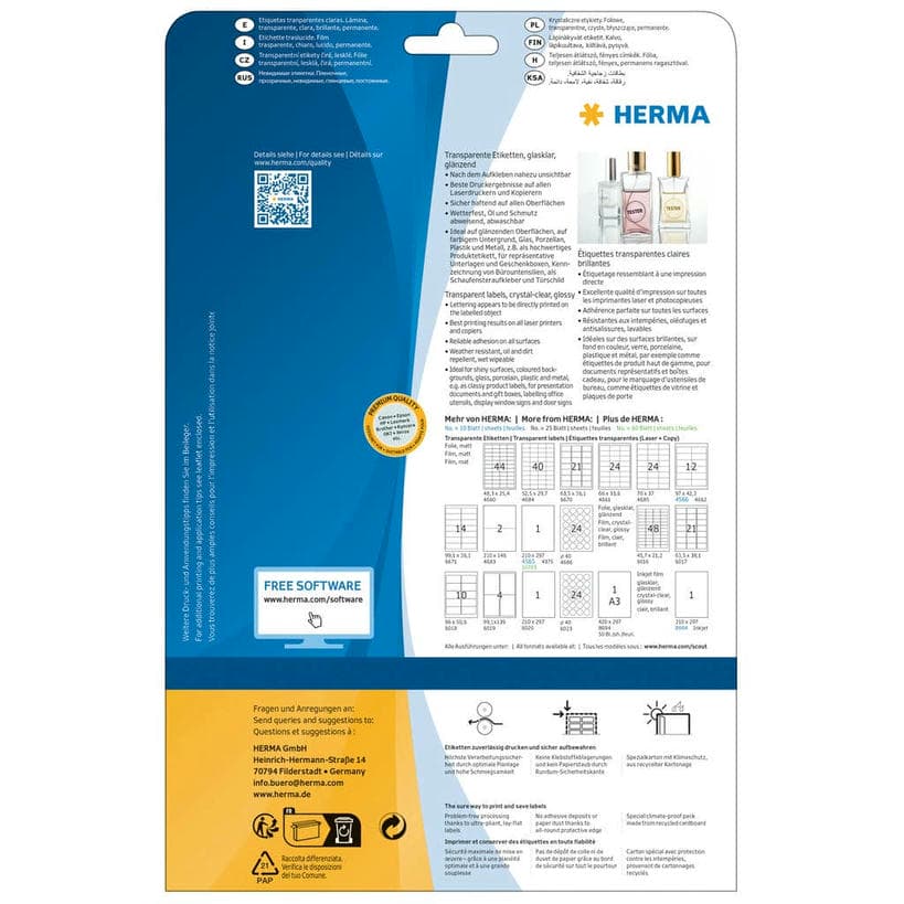 Folienetiketten, transparent, glasklar,