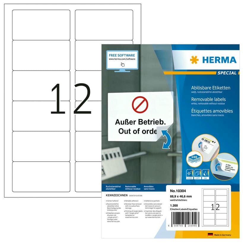 Ablösbare Etiketten – 88,9 x 46,6 mm