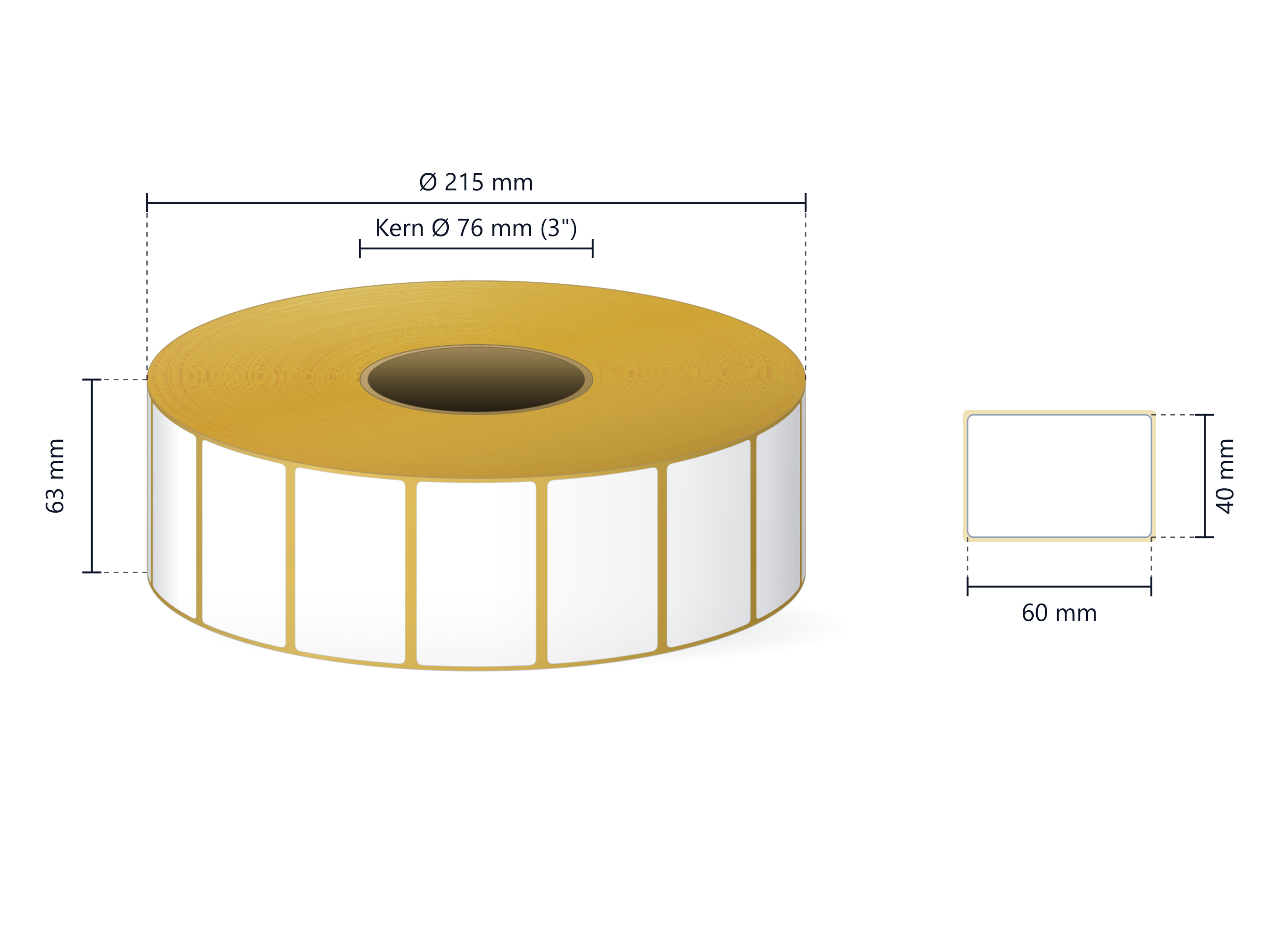 Rollenetikett Thermo ECO, 60x40 mm | 5000 Etiketten/Rolle