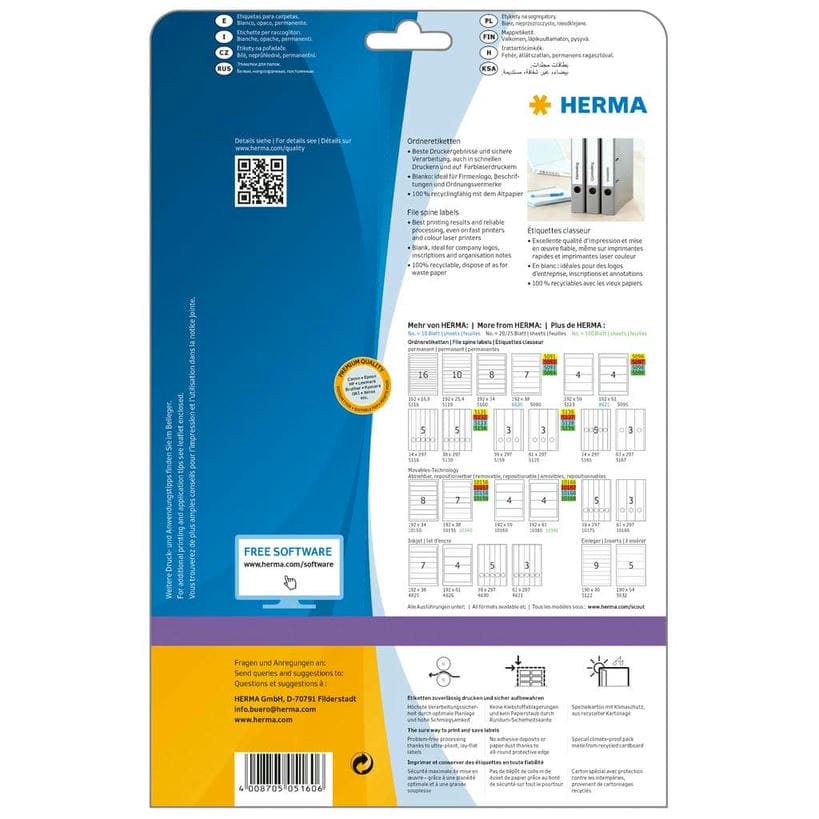 Ordner-Etiketten, blickdicht – 192 x 34 mm
