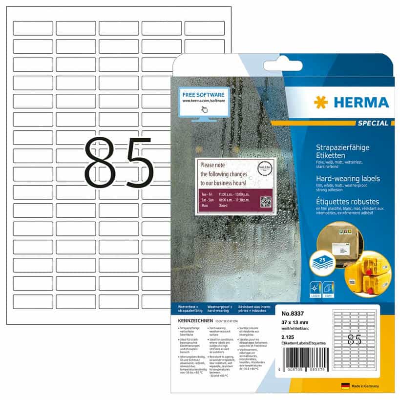 Wetterfeste Folien-Etiketten, extrem stark haftend – 37 x 13 mm