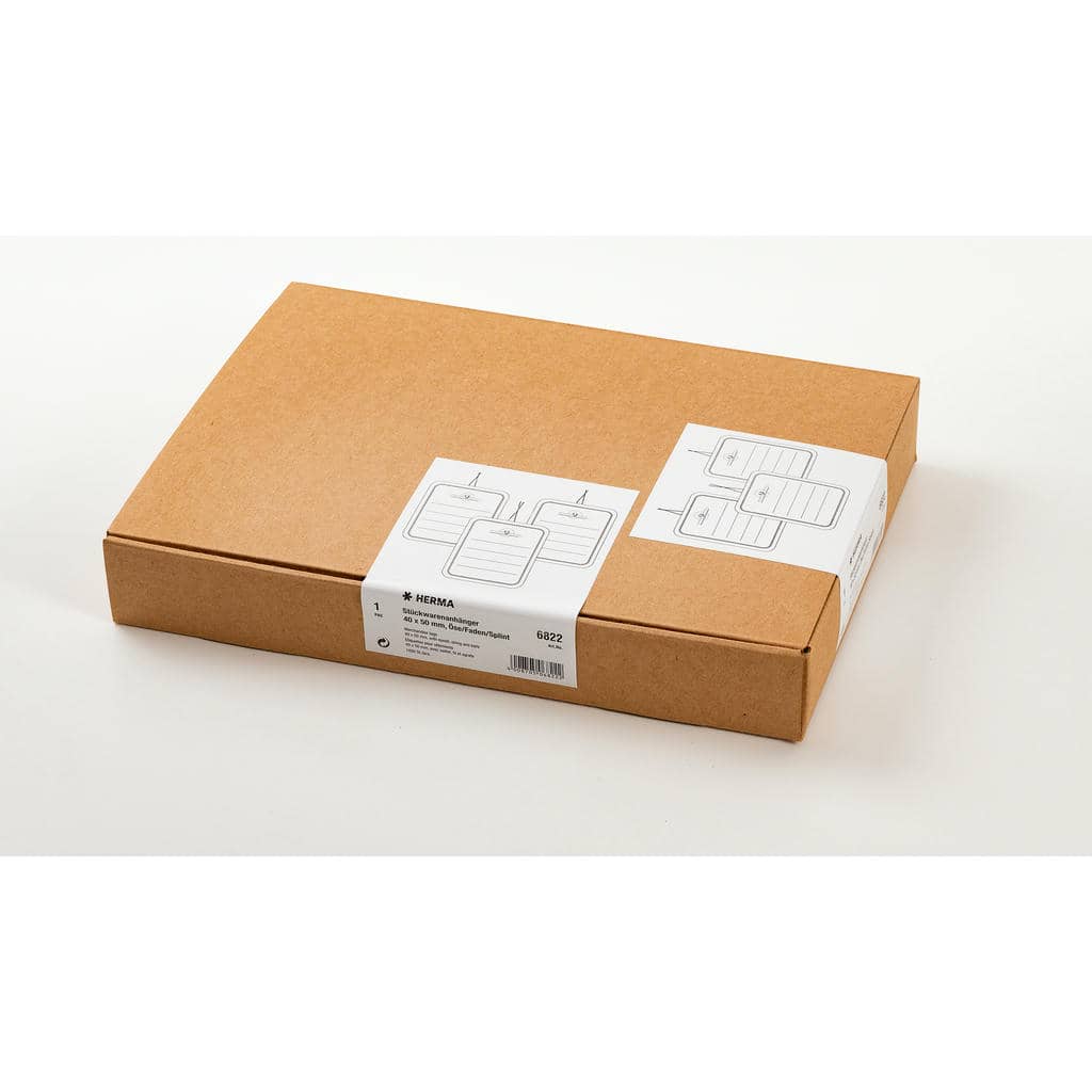 Stückwarenanhänger mit Öse/Faden/Splint, 1000 St. – 40 x 50 mm