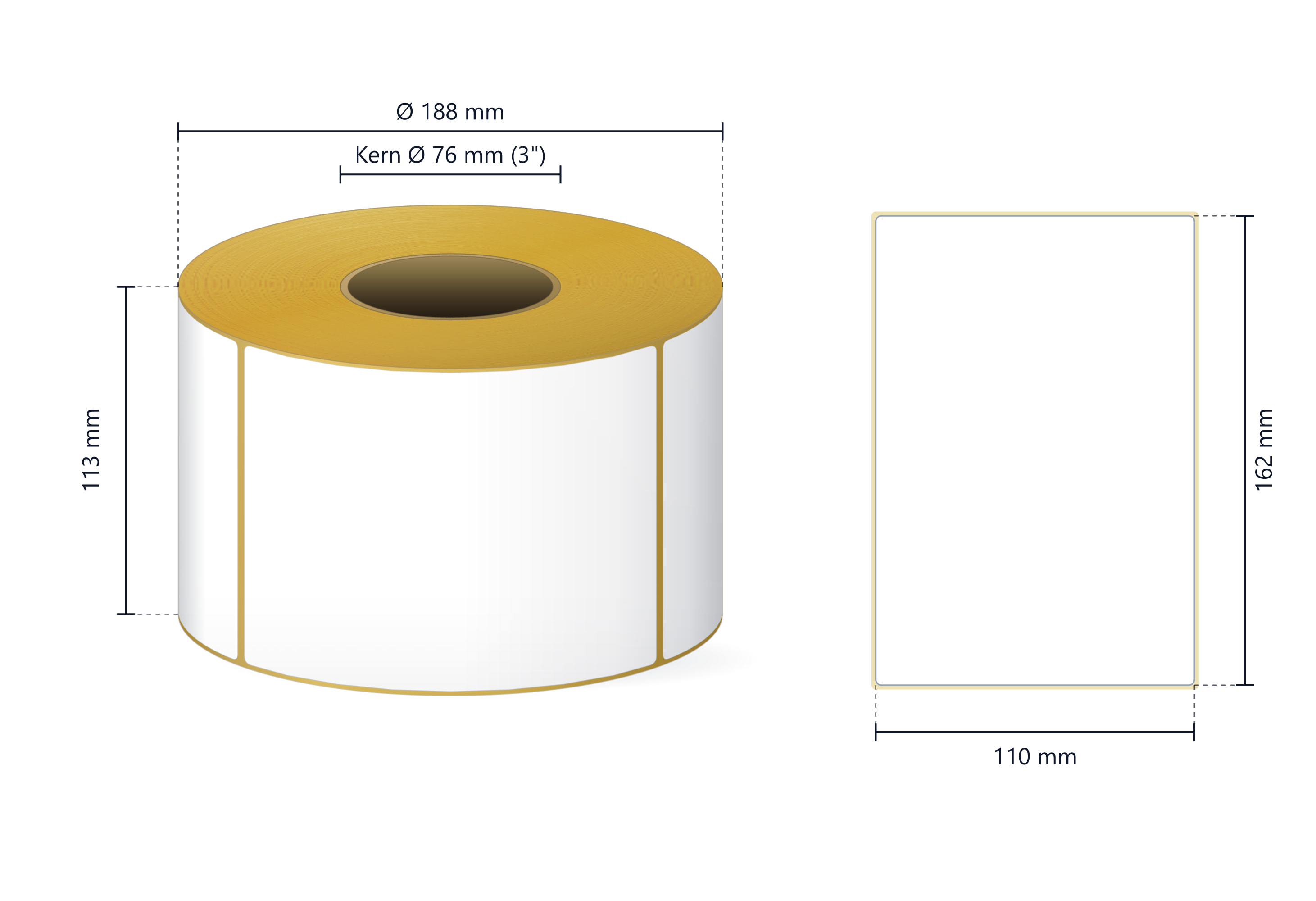 Rollenetikett Thermo ECO, 110x162 mm | 920 Etiketten/Rolle