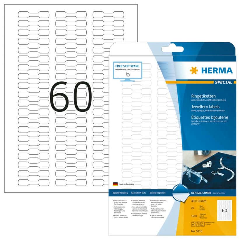 Ringetiketten, blickdicht, stark haftend – 49 x 10 mm