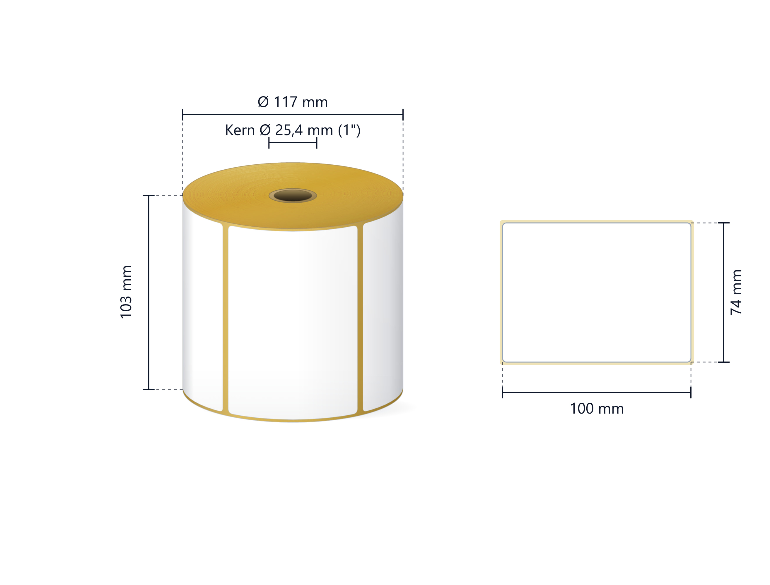 Rollenetikett Thermo ECO, 100x74 mm | 900 Etiketten/Rolle