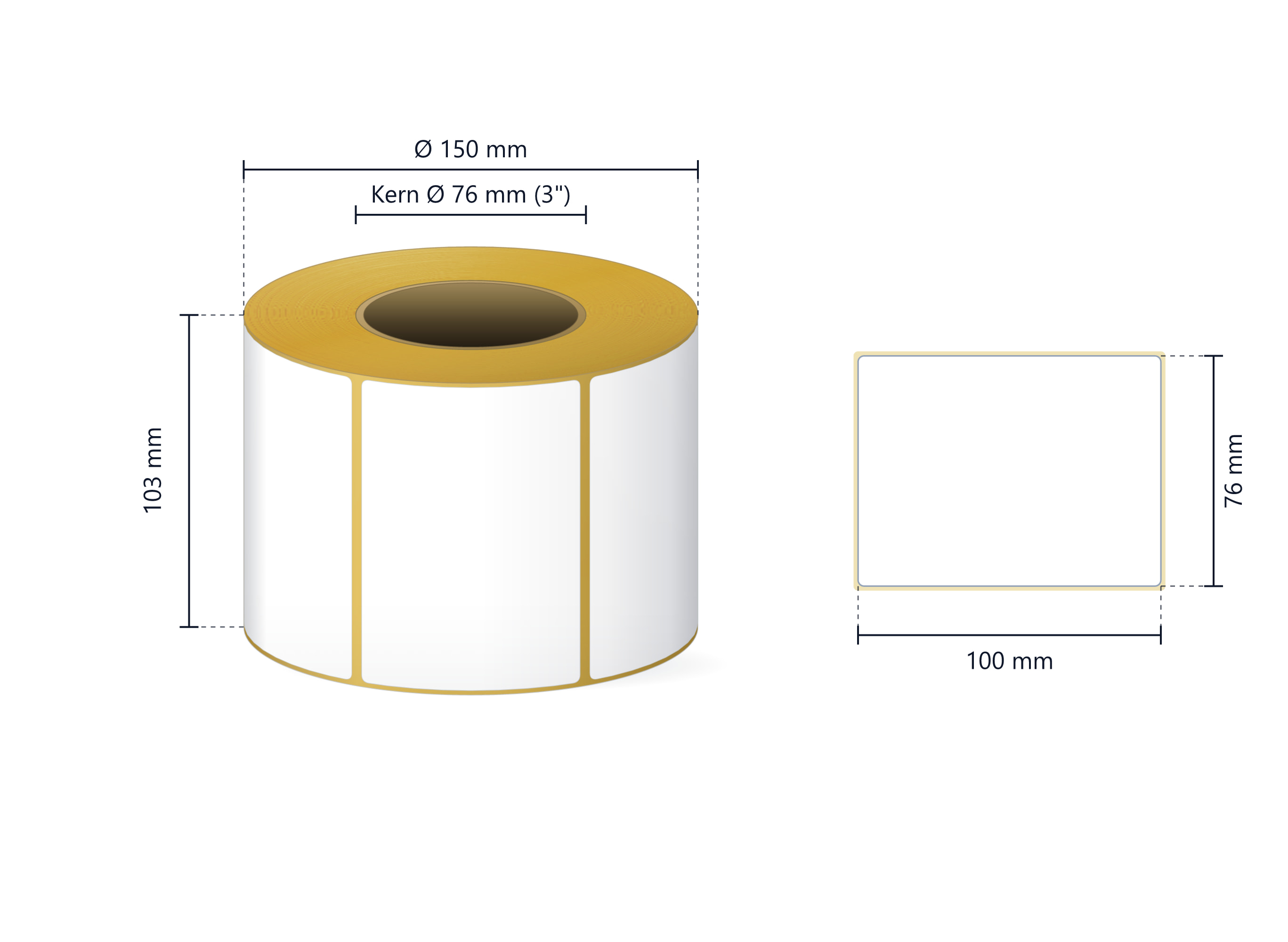 Rollenetikett Thermo ECO, 100x76 mm | 1200 Etiketten/Rolle