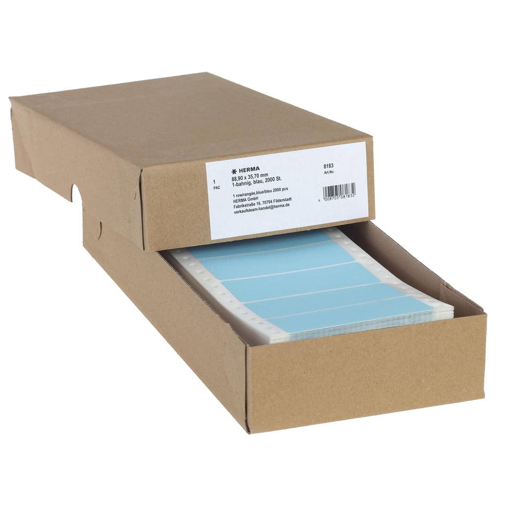 Computeretiketten endlos 1-bahnig, blau – 88,9 x 35,7 mm