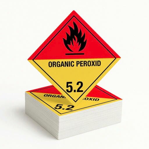 Gefahrgutetikett Klasse 5.2 – Organische Peroxide (mit Text)