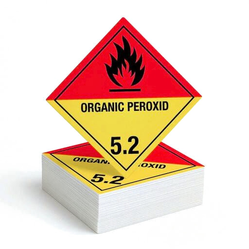 Gefahrgutetikett Klasse 5.2 – Organische Peroxide (mit Text)
