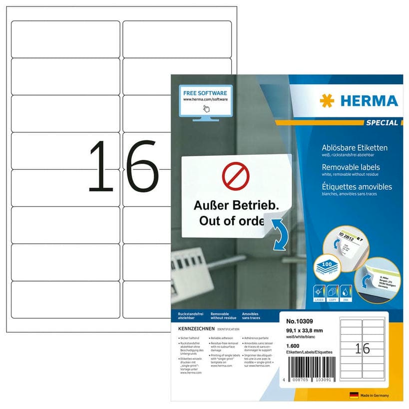 Adressetiketten, ablösbar – 99,1 x 33,8 mm