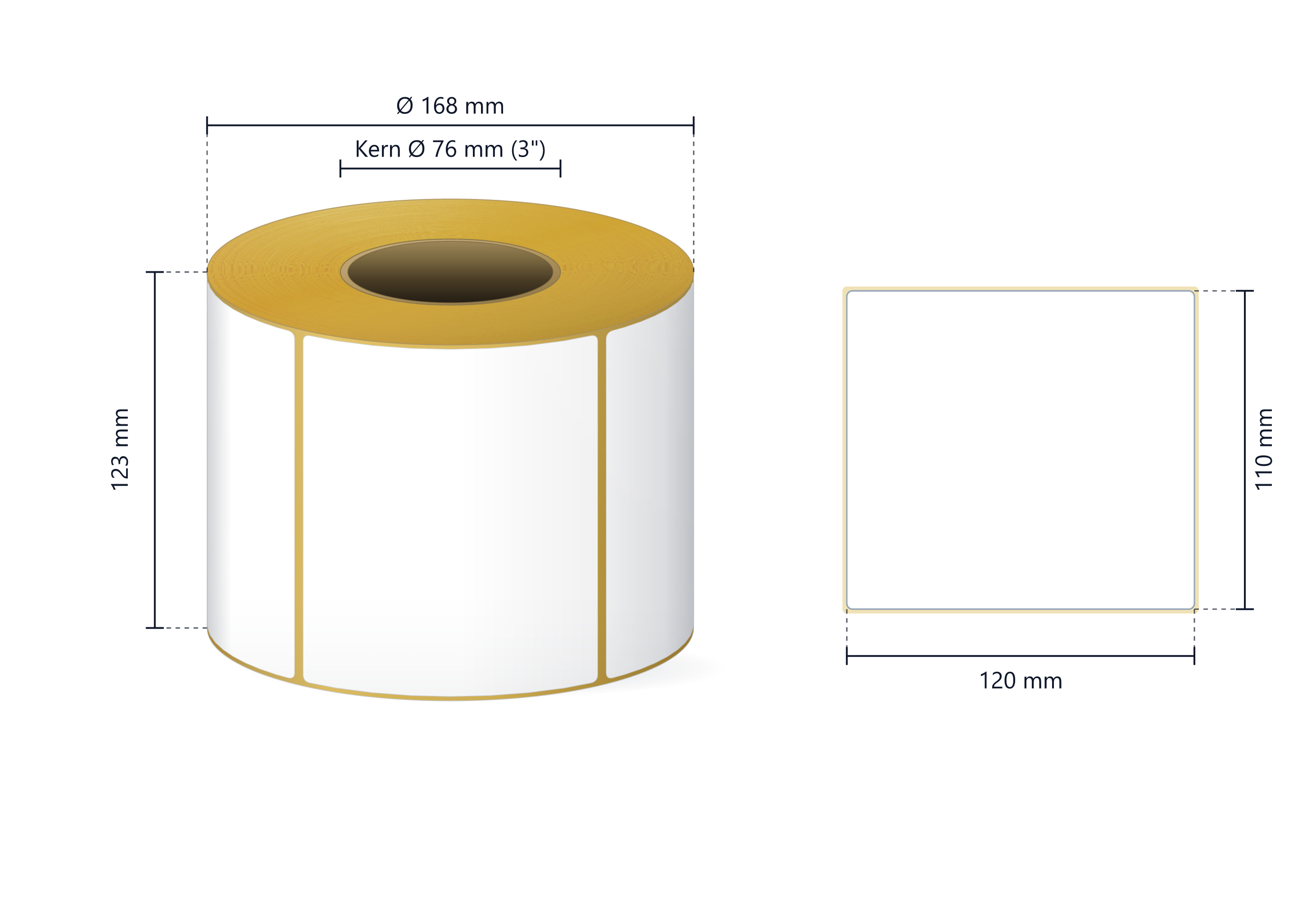 Rollenetikett PP-Folie, 120x110 mm | 1000 Etiketten/Rolle