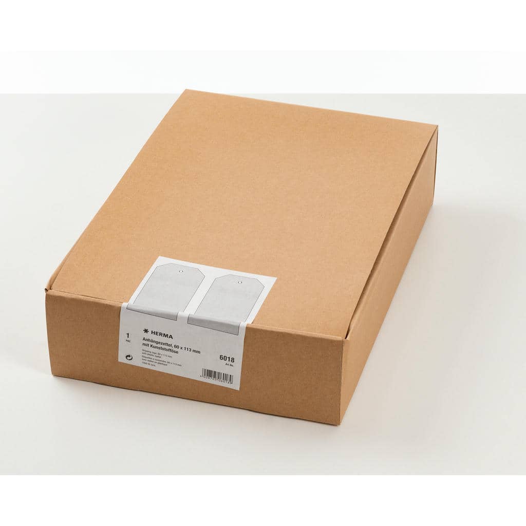 Anhängezettel mit Kunststofföse – 60 x 113 mm