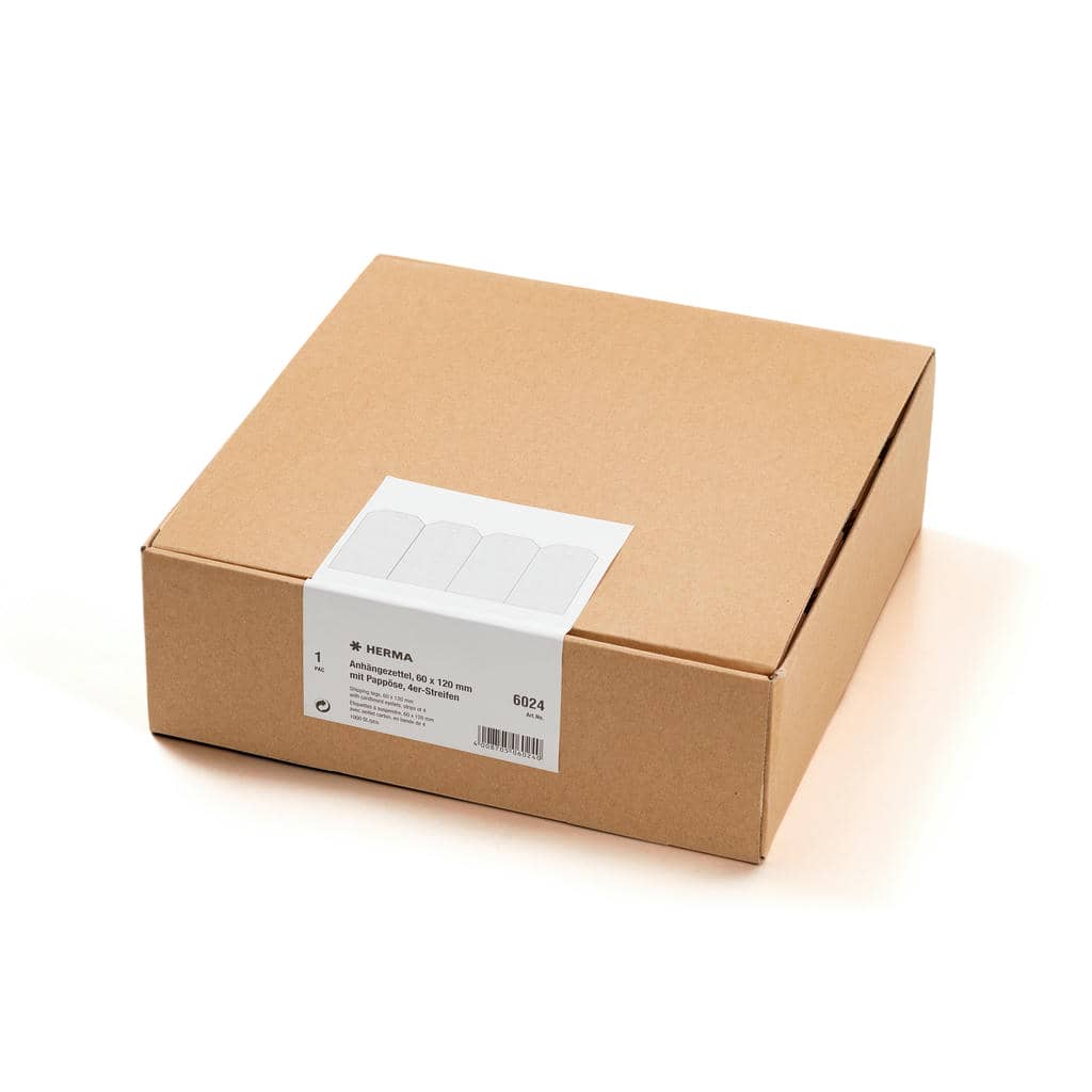 Anhängezettel 4er Streifen mit Pappöse – 60 x 120 mm