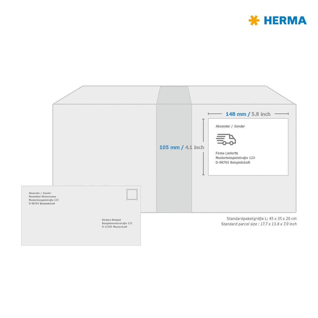 Adressetiketten für Schreibmaschinen, einzeln weiß – 148 x 105 mm