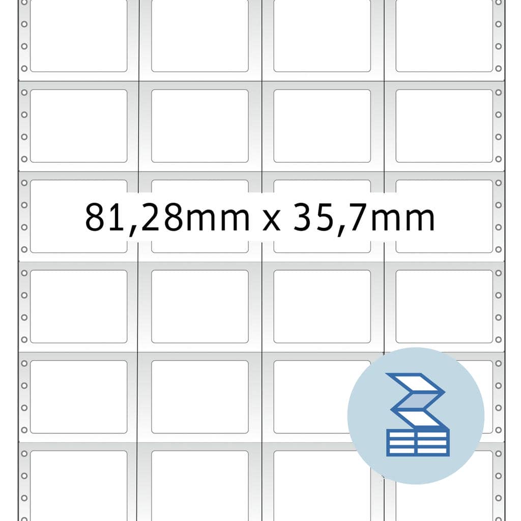 Computeretiketten endlos 4-bahnig, Papier matt – 81,28 x 35,7 mm