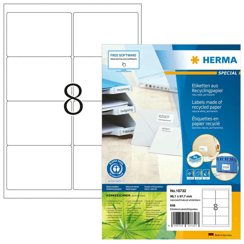 Etiketten aus Recyclingpapier – 99,1 x 67,7 mm