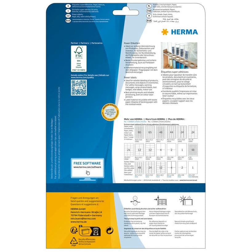 Power-Etiketten, extrem stark haftend – 70 x 42