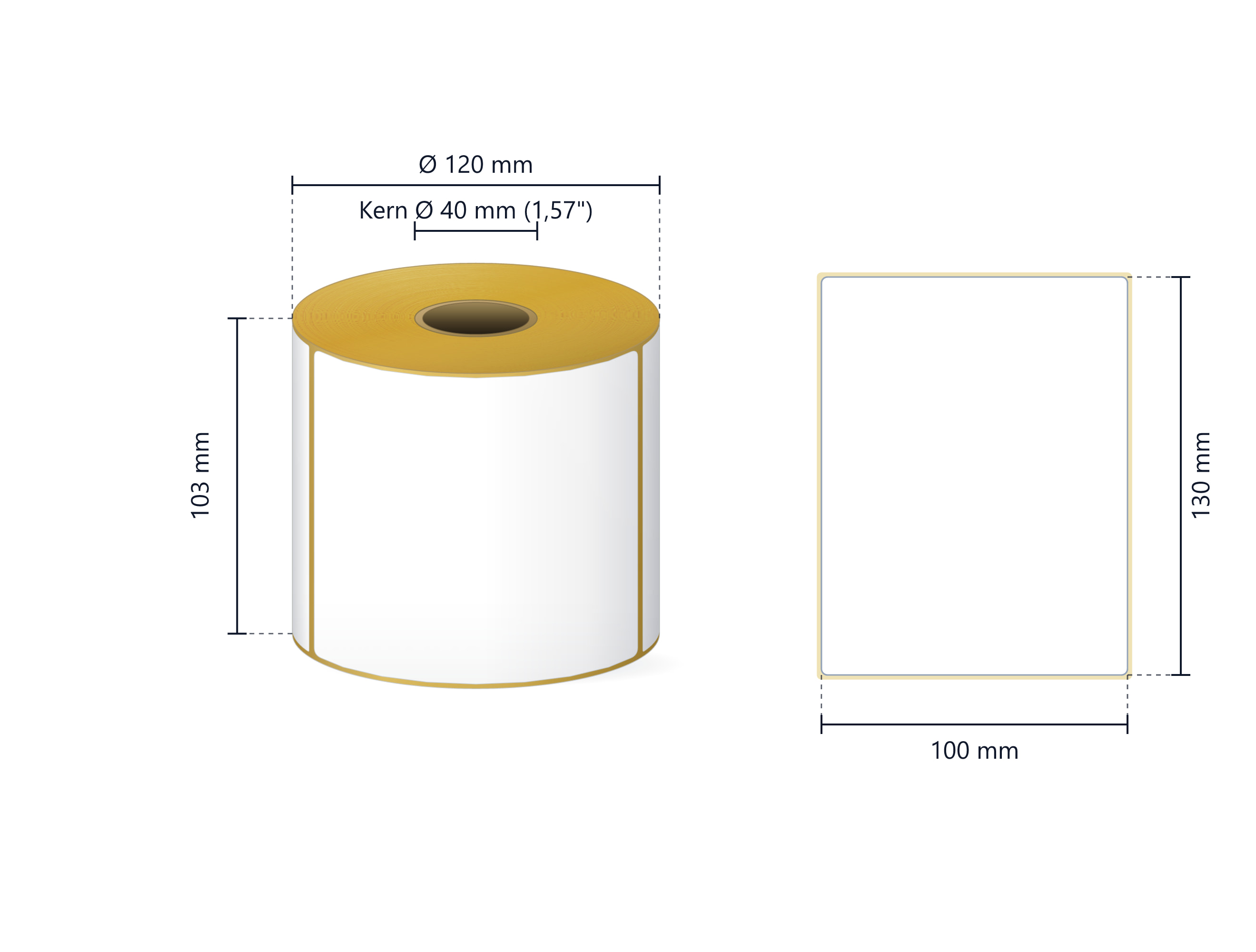 Rollenetikett Thermo ECO, 100x130 mm | 300 Etiketten/Rolle