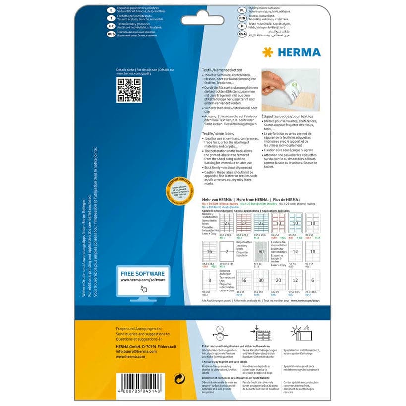 Namensetiketten trennbar, Acetatseide, ablösbar – 80 x 50 mm