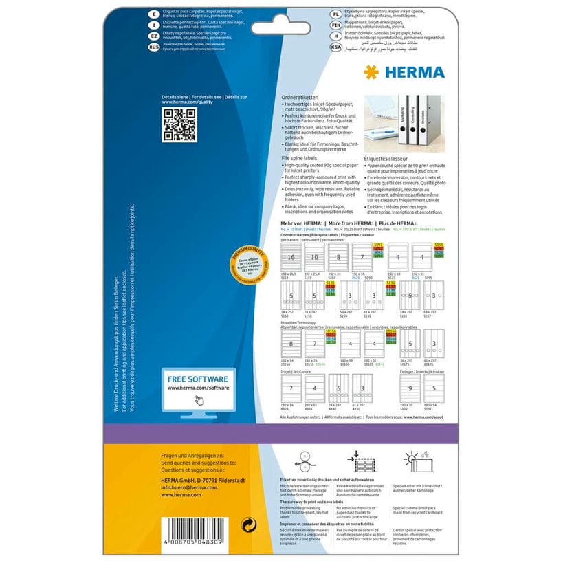 Ordner-Etiketten Inkjet – 38 x 297 mm