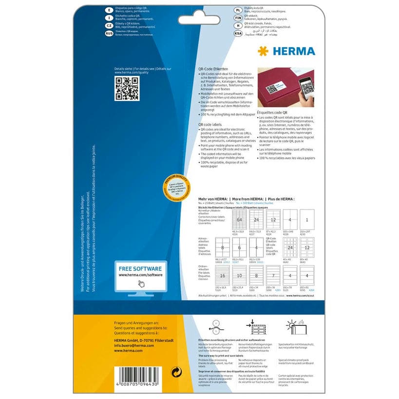 QR-Code Etiketten, blickdicht – 80 x 40 mm