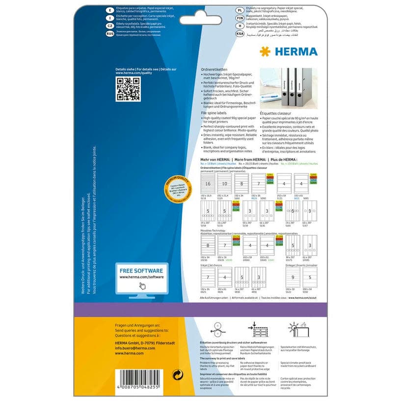 Ordner-Etiketten Inkjet – 192 x 38 mm