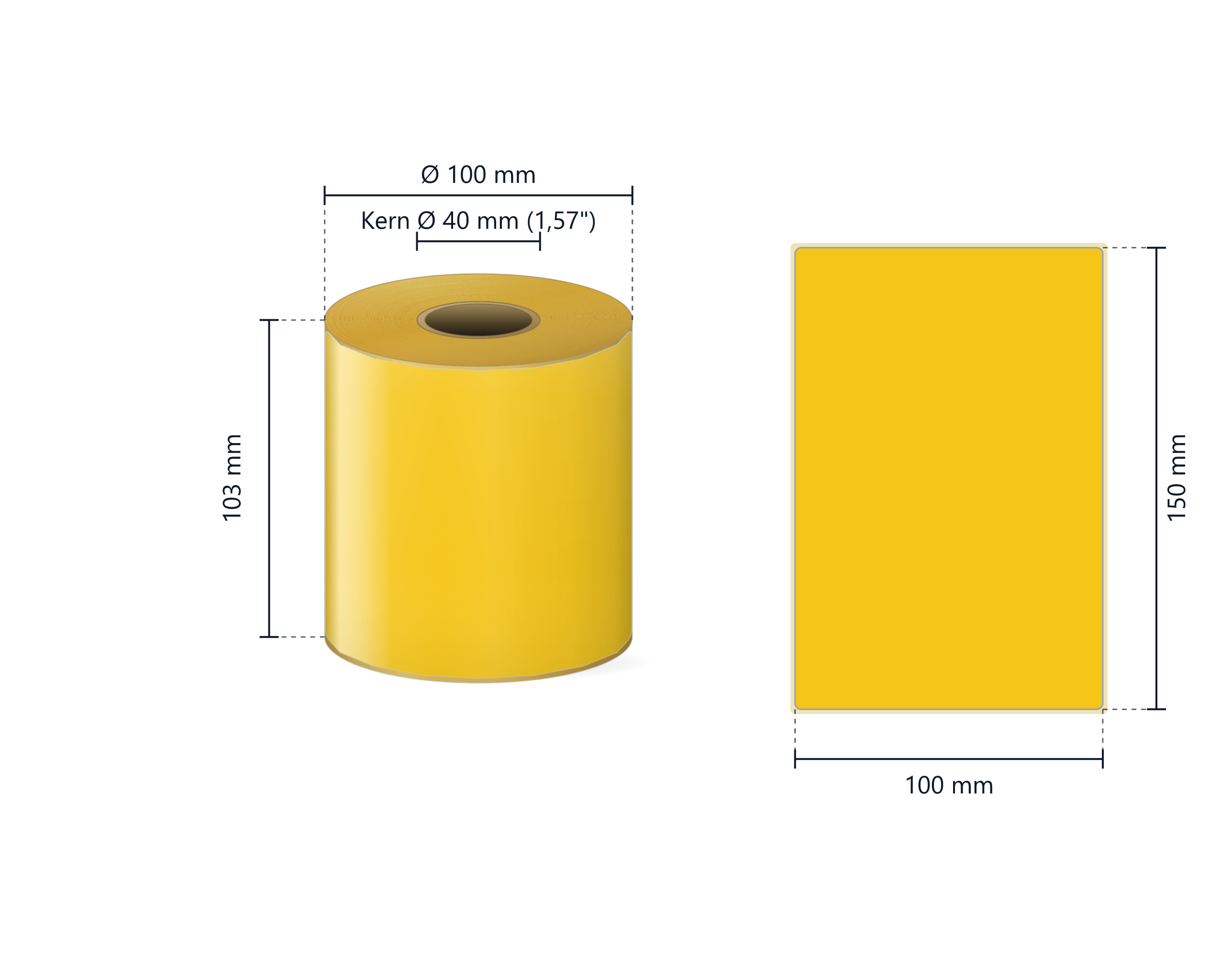 Rollenetikett (gelb) Thermo ECO, 100x150 mm | 270 Etiketten/Rolle
