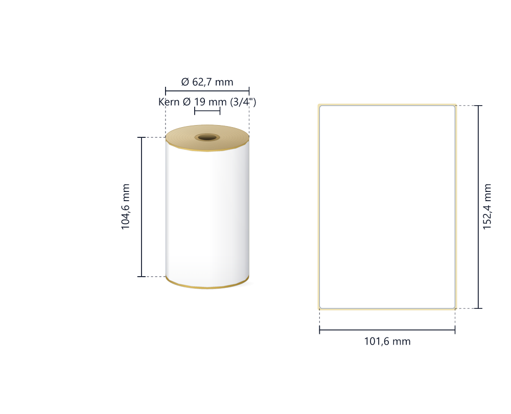 Rollenetiketten Zebra Z-Perform 1000D, 101,6x152,4 mm | 16 Rollen à 110 Etiketten, Blackmark