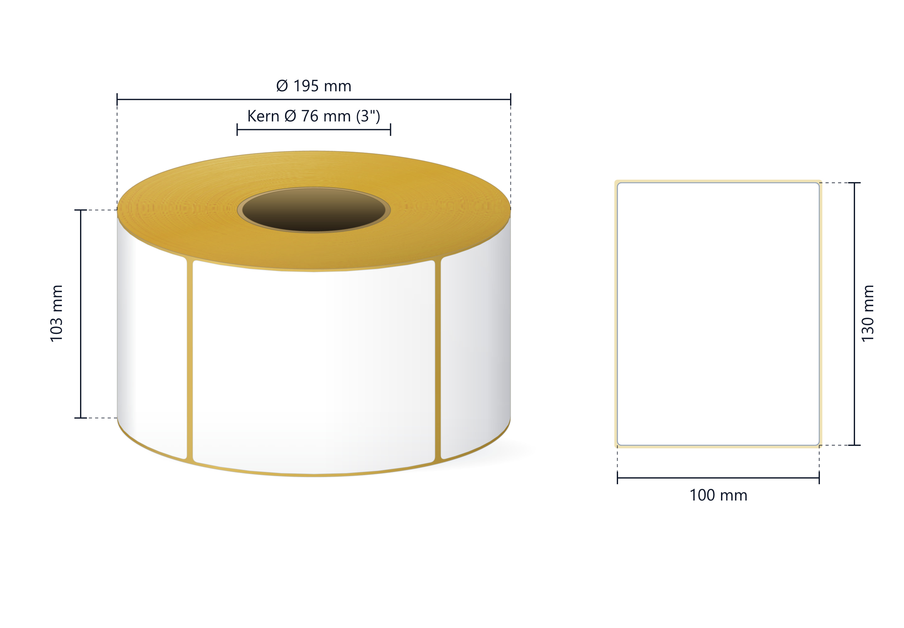 Rollenetikett Thermo ECO, 100x130 mm | 1300 Etiketten/Rolle