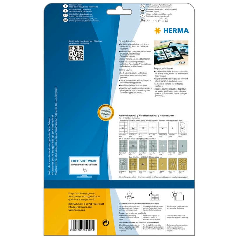 Hochglanz-Etiketten, Laserdrucker – 88,9 x 46,6 mm