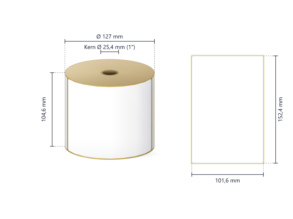 Rollenetiketten Zebra Z-Perform 1000D, 101,6x152,4 mm | 12 Rollen à 475 Etiketten, perforiert