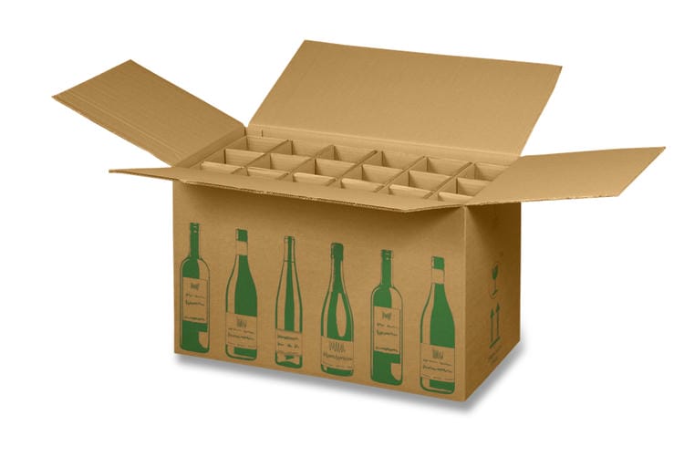 12er Versandkarton für Weinflaschen “Eco-Line“, Retail-Sets inkl. Einlage (420x305x368 mm)
