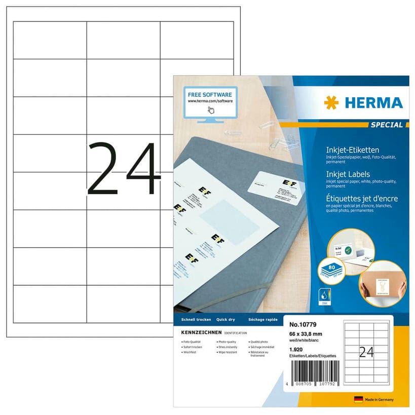 Inkjet-Etiketten – 66 x 33,8 mm
