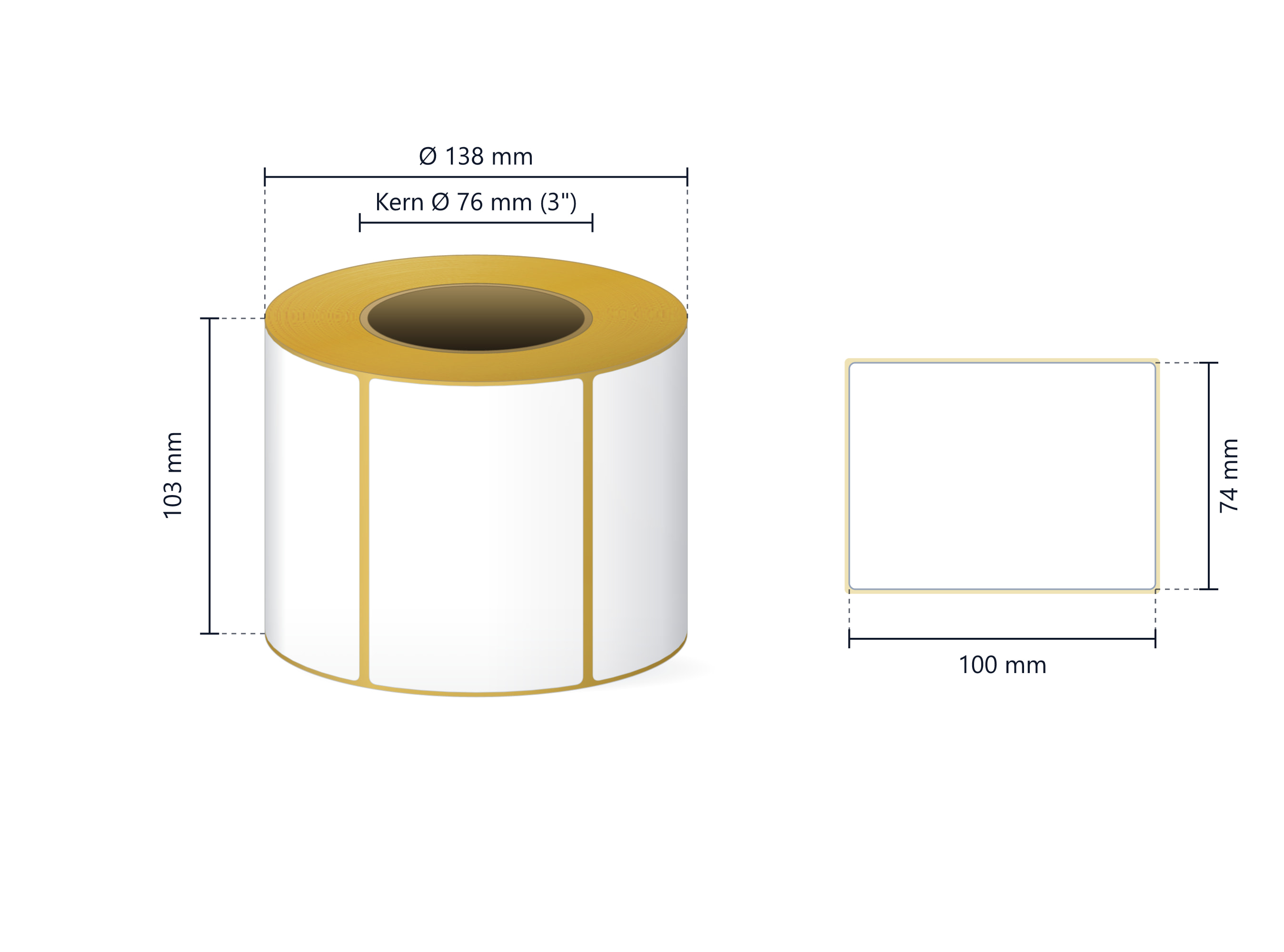 Rollenetikett Thermo ECO, 100x74 mm | 1000 Etiketten/Rolle
