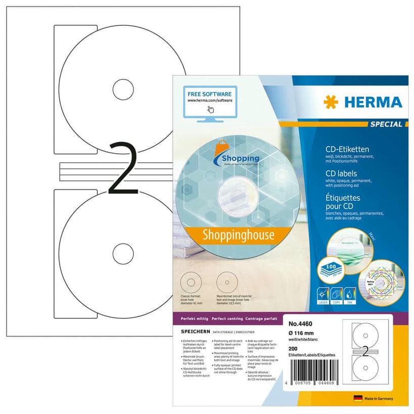 CD-Etiketten (Innenloch klein), blickdicht