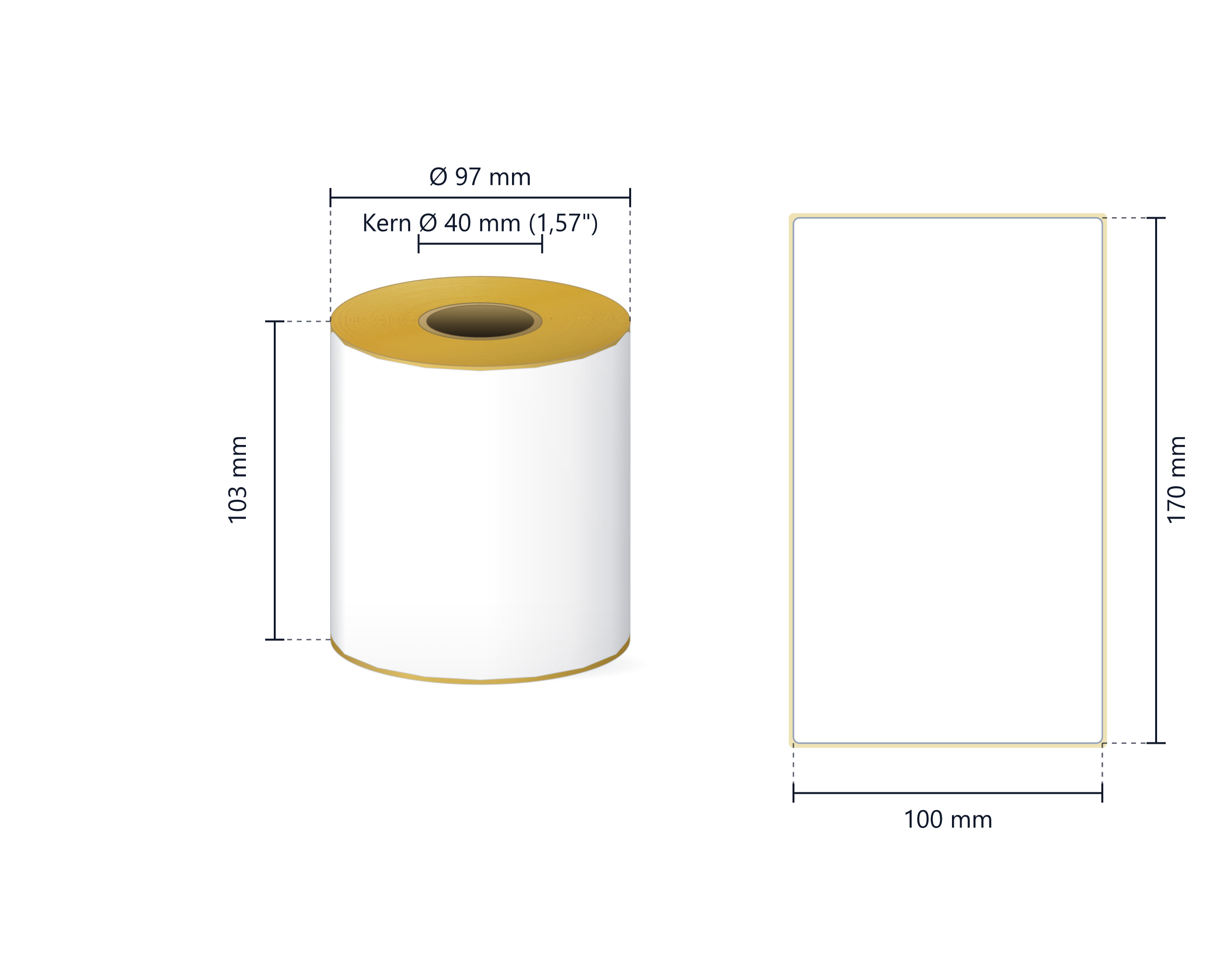 Rollenetikett Thermo ECO, 100x170 mm | 225 Etiketten/Rolle