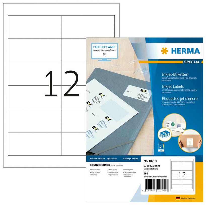 Inkjet-Etiketten – 97 x 42,3 mm
