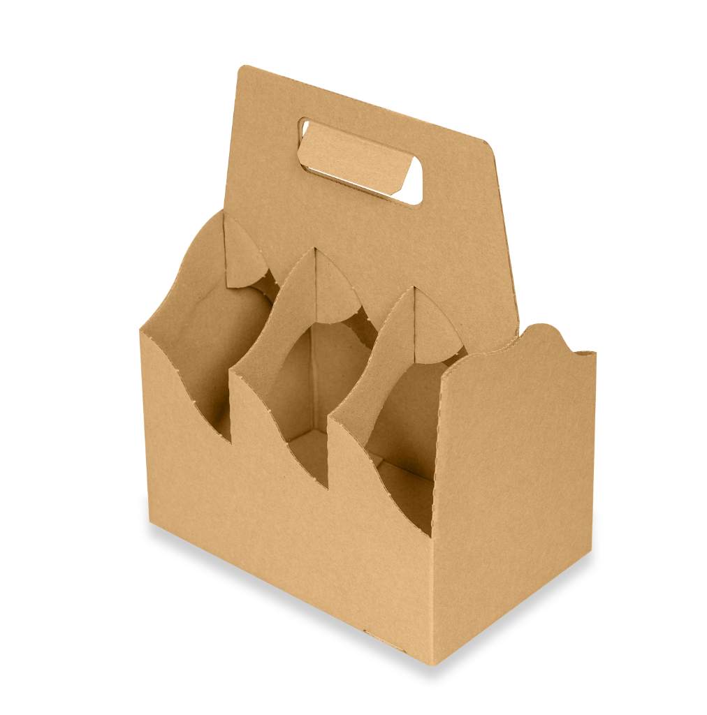 6er Flaschen- und Bierträger aus Wellpappe (213x140x269 mm) - Braun